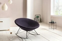 SalesFever Schaukelstuhl Rund | Bezug Webstoff | Kufen Gestell Metall Schwarz | B 105 X T 105 X H 101,5 Cm | Dunkelgrau -SalesFever c9c6c8e6 b688 49a0 a7e6 4b36ddef620f