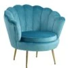SalesFever Muschel-Sessel | Bezug Samt-Stoff | Gestell Metall Goldfarben | B 76 X T 76 X H 78 Cm | Blau -SalesFever ca874cef 4c2a 4aba 9632 33366b92a69f