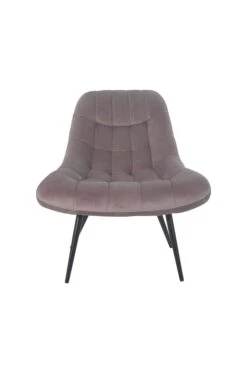 SalesFever Loungesessel Mit XXL-Sitzfläche | Bezug Stoff In Samt-Optik | Gestell Metall Schwarz | üppige Steppung | B 76 X T 87 X H 86 Cm | Rosa