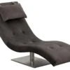 SalesFever Relaxliege Mit Nackenkissen | Stoffbezug In Samt-Optik | Gestell Edelstahl | B 60 X T 170 X H 82 Cm | Grau