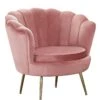 SalesFever Muschel-Sessel | Bezug Samt-Stoff | Gestell Metall Goldfarben | B 76 X T 76 X H 78 Cm | Rose