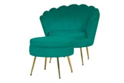 SalesFever Sitzpouf | Rund | Bezug Samt-Stoff Grün | Gestell Metall Goldfarben | B 52 X T 52 X H 41 Cm -SalesFever d82a5c3c f842 4d82 bed3 43bfaba51632