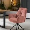 SalesFever Armlehnstuhl Mit 360 Grad Drehfunktion | Bezug Vintage Samtvelours | Gestell Metall | B 61 X T 59 X H 90 Cm | Rose-schwarz