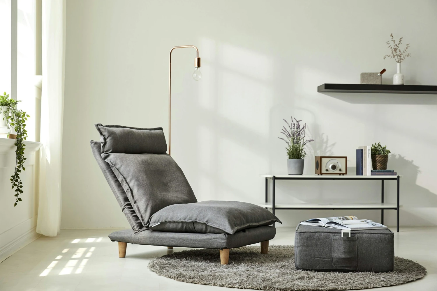 SalesFever Sessel Mit Hocker | Verstellbar | Textilbezug Aus Webstoff | Beine Eukalyptusholz | B 64 X T 81 X H 80 Cm | Grau 9 SalesFever Sessel Mit Hocker | Verstellbar | Textilbezug Aus Webstoff | Beine Eukalyptusholz | B 64 X T 81 X H 80 Cm | Grau – Bild 7