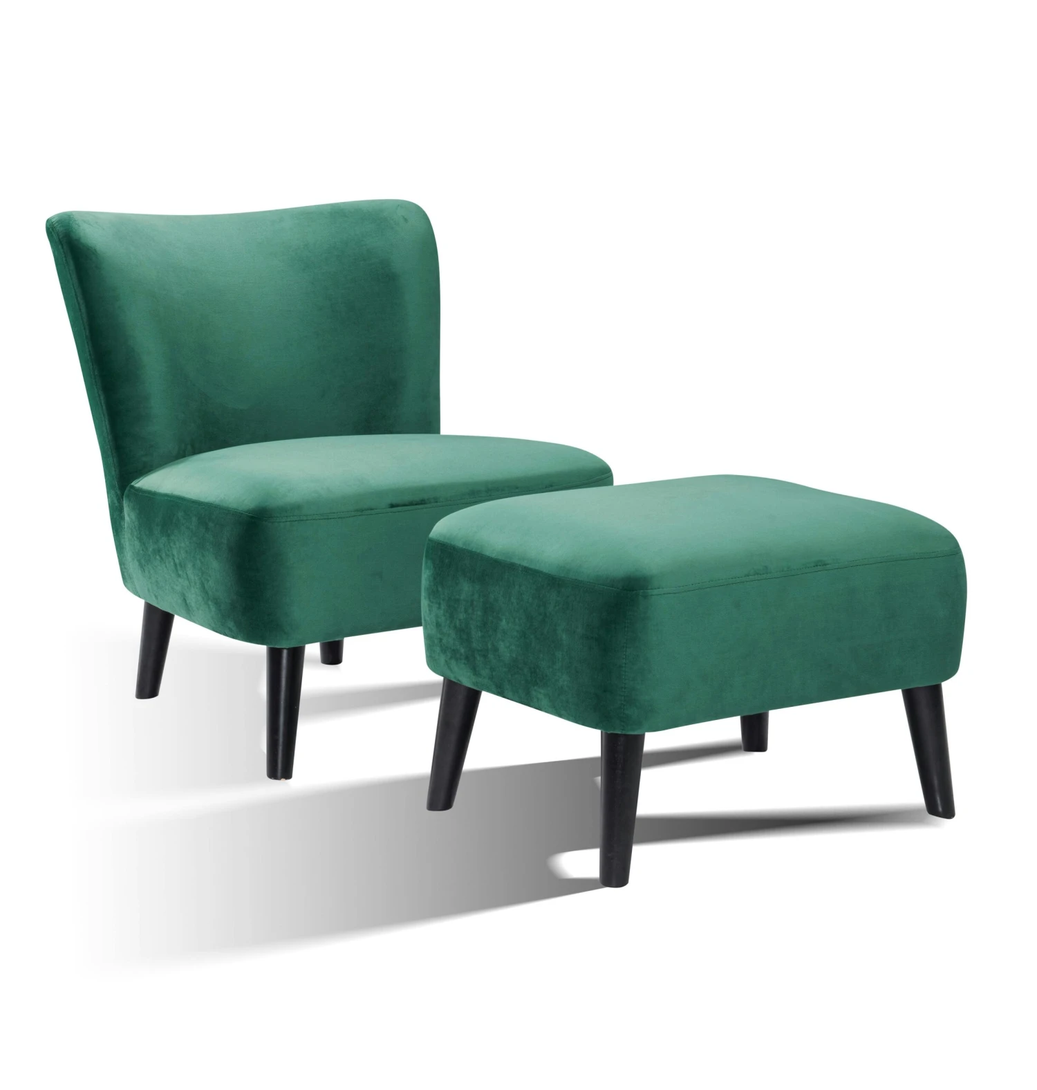 SalesFever Polstersessel Inkl. Sitzhocker | Stoffbezug In Samt | Beine Hevea Holz Schwarz | Vollpolsterung | B 138 X T 126 X H 80 Cm | Blau 4 SalesFever Polstersessel Inkl. Sitzhocker | Stoffbezug In Samt | Beine Hevea Holz Schwarz | Vollpolsterung | B 138 X T 126 X H 80 Cm | Blau – Bild 2