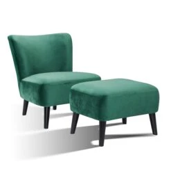 SalesFever Polstersessel Inkl. Sitzhocker | Stoffbezug In Samt | Beine Hevea Holz Schwarz | Vollpolsterung | B 138 X T 126 X H 80 Cm | Grau -SalesFever d98497e6 19ef 4f4f a62b f14007199d57