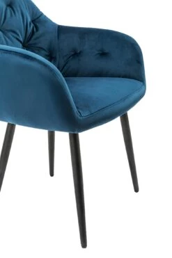 SalesFever Armlehnstuhl | Bezug In Samt-Optik | Gestell Metall Höhenverstellbar | Knopfheftung | B 61 X T 45 X H 85 Cm | Blau – Schwarz -SalesFever dc01a522 e61f 4522 8428 e39ac5258f88
