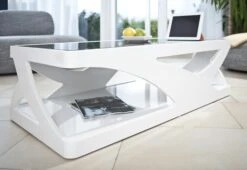 SalesFever Couchtisch | Schwarze Glasplatte | Hochglanz Lackiert | MDF-Holz | B 120 X T 60 X H 38 Cm | Weiß-schwarz -SalesFever dc9b0110 9a1b 4b66 9bfe 48872b6c5dbc