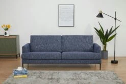 SalesFever Sofa 3-Sitzer | Bezug Strukturstoff | Gestell Metall Schwarz | B 194 X T 79 X H 78 Cm | Blau -SalesFever dce3cc42 dec6 45d2 83b2 77b671480550