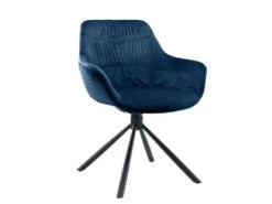 SalesFever Armlehnstuhl Mit Steppung | 360 Grad Drehfunktion | Bezug Samt | Gestell Metall | B 64 X T 63 X H 82 Cm | Blau – Schwarz -SalesFever ddfa36ba d0e5 440f ae08 31ed3b756c48