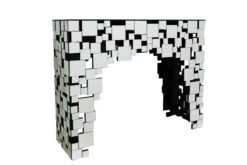 SalesFever Konsolentisch Aus MDF Mit Spiegelglas | Mosaik-Design | B 111 X T 35,5 X H 91 Cm | Verspiegelt