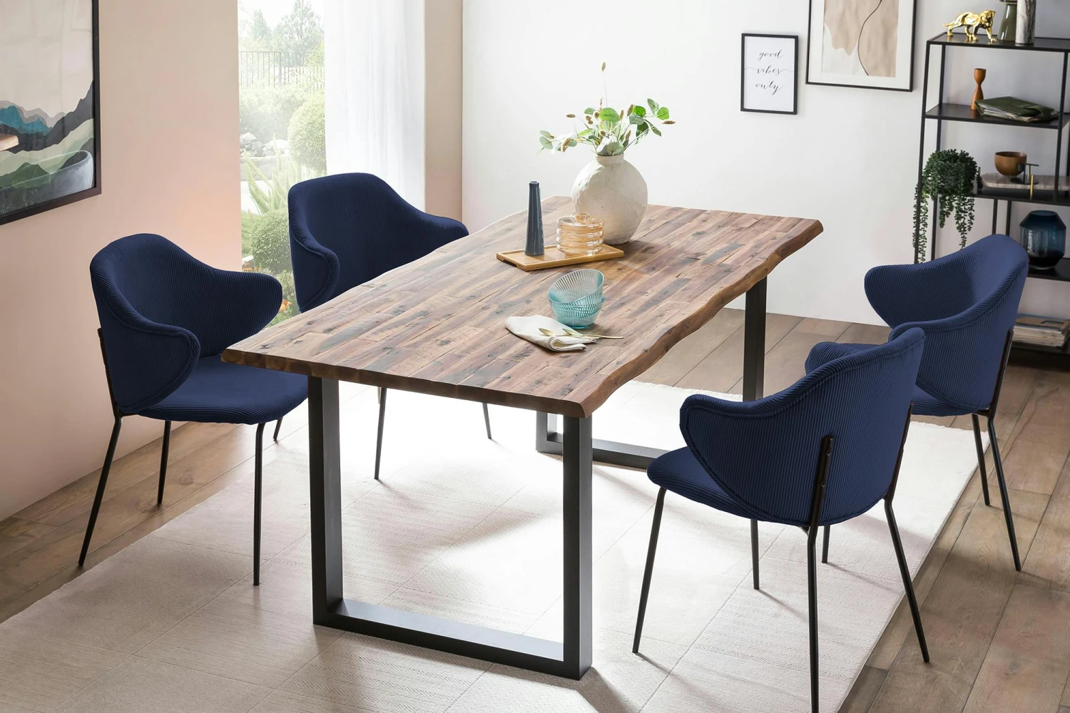 SalesFever Armlehnstuhl | 2er Set | Texturstoff | B 54 X T 55 X H 83 Cm | Dunkelblau 8 SalesFever Armlehnstuhl | 2er Set | Texturstoff | B 54 X T 55 X H 83 Cm | Dunkelblau – Bild 6