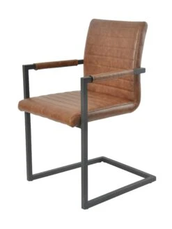 SalesFever Essgruppe 5-tlg. | 160 X 85 Cm | 1x Baumkante-Esstisch Akazie + Metall | 4x Stuhl Kunstleder + Metall | Cognac – Schwarz – Hellbraun -SalesFever e1347007 6bbe 4af3 9b21 68e934cb426c