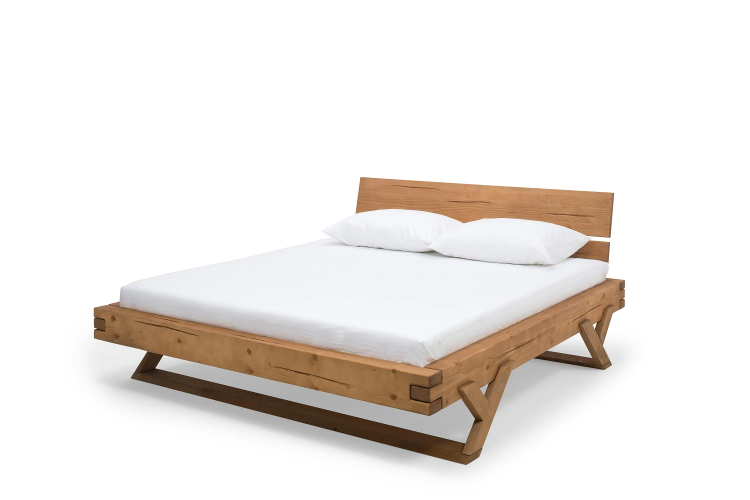 SalesFever Balkenbett 200 X 200 Cm | Fichte-Holz | Massivholz | Y-Beine Mit Schwarz | B 218 X T 218 X H 90 Cm | Natur 5 SalesFever Balkenbett 200 X 200 Cm | Fichte-Holz | Massivholz | Y-Beine Mit Schwarz | B 218 X T 218 X H 90 Cm | Natur – Bild 3