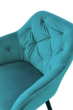 SalesFever Armlehnstuhl | Bezug In Samt-Optik | Gestell Metall Höhenverstellbar | Knopfheftung | B 61 X T 45 X H 85 Cm | Türkis – Schwarz -SalesFever e7483813 1694 4441 91fe b34163f12682