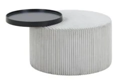 SalesFever Couchtisch 70 Cm Rund | Drehbare Tischplatte | Bezug Texturstoff | MDF-Holz | B 70 X T 70 X H 44 Cm | Hellgrau-mattschwarz -SalesFever e8689211 ff6d 4ee7 9606 2078a2c5a533