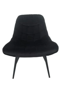 SalesFever Loungesessel Mit XXL-Sitzfläche | Bezug Stoff In Samt-Optik | Gestell Metall Schwarz | üppige Steppung | B 76 X T 87 X H 86 Cm | Schwarz