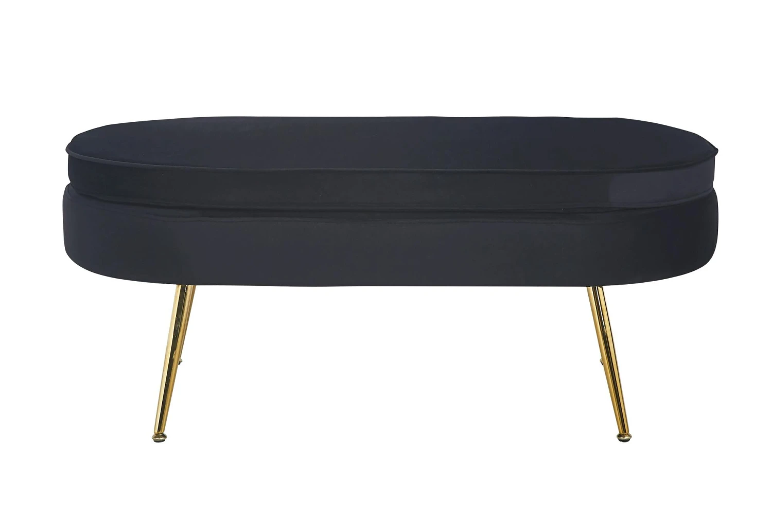 SalesFever Sitzpouf | Oval | Bezug Samt-Stoff Blau | Gestell Metall Goldfarben | B 99 X T 44 X H 40 Cm 5 SalesFever Sitzpouf | Oval | Bezug Samt-Stoff Blau | Gestell Metall Goldfarben | B 99 X T 44 X H 40 Cm – Bild 3