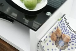 SalesFever Couchtisch Mit 3 Ablagefächern | 12 Mm Sicherheitsglas-Tischplatte | B 100 X T 100 X H 30 Cm | Weiß – Schwarz -SalesFever eaa60221 2624 4c7b 9e17 82c333ab77b7