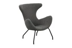 SalesFever Relaxsessel | Bezug Teddyfell | Gestell Metall Schwarz | B 77 X T 62 X H 95 Cm | Grau