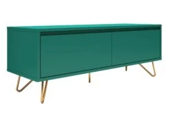 SalesFever Lowboard Aus MDF | 1 Schublade Und 1 Klappfach | Beine Metall Mit Messinglegierung | B 120 X T 40 X H 45 Cm | Blau -SalesFever ee3a24c4 fa9f 419e 8a42 a7c2029798b9