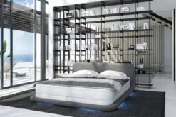 SalesFever Boxspringbett 180 X 200 Cm | LED-Beleuchtung | Bezug Stoff Und Kunstleder | Bonellfederkern Matratze | 5 Cm Visco-Topper | Weiß-grau -SalesFever ef336d2c 9ac6 4209 a190 65ebe1465a7c