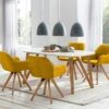 SalesFever Essgruppe 5-tlg. | 180 X 90 Cm | Tischplatte Weiß + Gestell Eiche | 4x Stuhl Textil Gelb + Beine Eiche -SalesFever f0b05b87 3f7e 4d1b 9b73 242a04ba955e 1