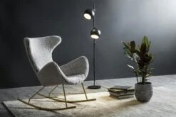 SalesFever Schaukelstuhl | Bezug Teddyfell | Kufen Gestell Edelstahl Goldfarben | B 77 X T 67 X H 94 Cm | Grau -SalesFever f1f4a84f c57b 4630 ba5d cc09b051bf7b