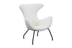 SalesFever Relaxsessel | Bezug Teddyfell | Gestell Metall Schwarz | B 77 X T 62 X H 95 Cm | Weiß