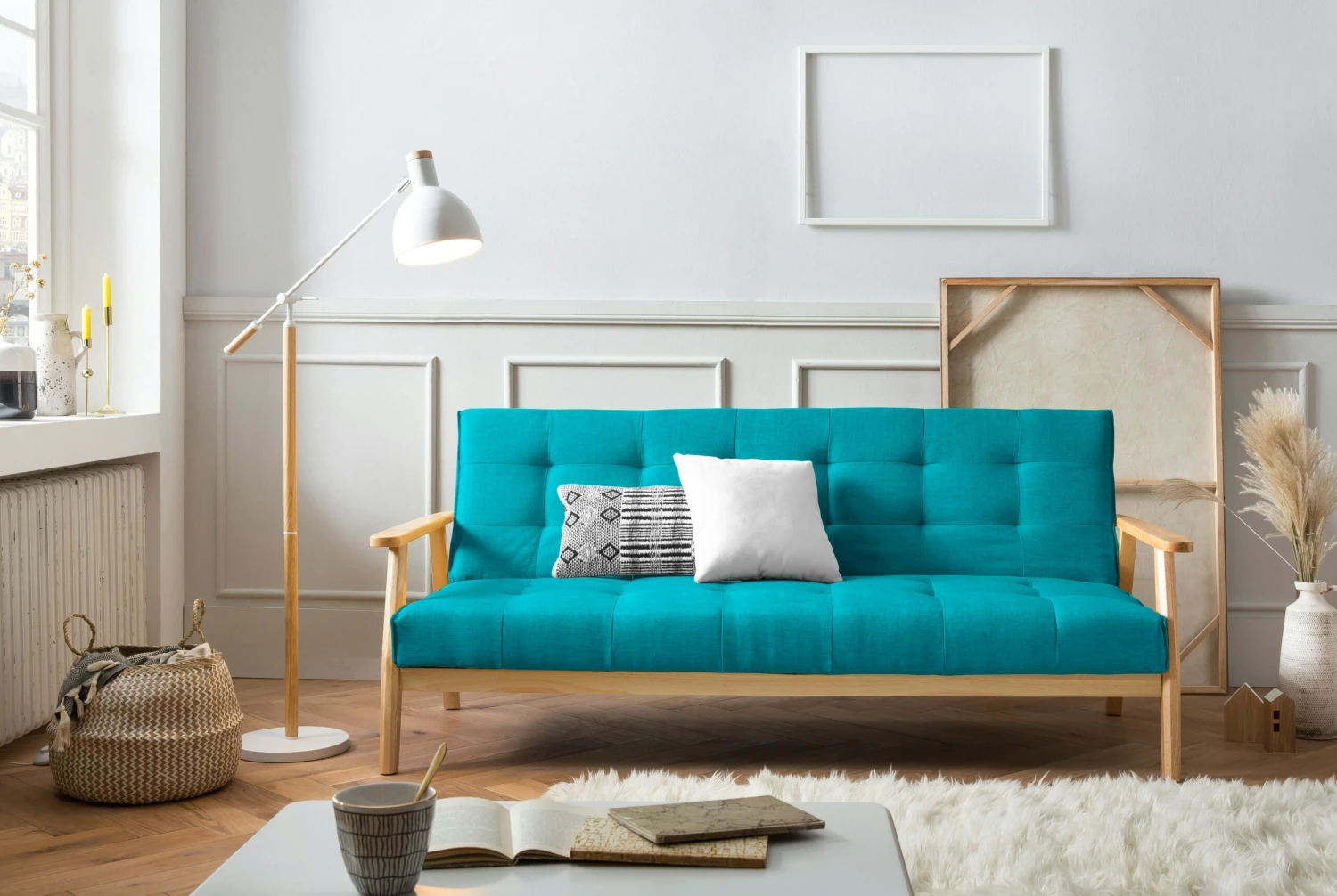 SalesFever Schlafsofa Mit Armlehnen | 3 Funktionen | Bezug Strukturstoff | Gestell Massivholz Eukalyptus | B 190 X T 85 X H 81 Cm | Petrol 8 SalesFever Schlafsofa Mit Armlehnen | 3 Funktionen | Bezug Strukturstoff | Gestell Massivholz Eukalyptus | B 190 X T 85 X H 81 Cm | Petrol – Bild 6