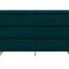 SalesFever Kommode Breit | 6 Schubladen Ausziehbar | Beine Metall Mit Messinglegierung | B 120 X T 40 X H 70 Cm | Blau
