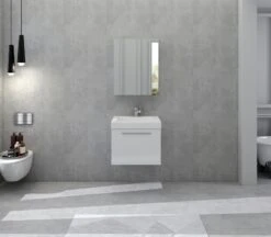 SalesFever Badezimmer Set 50 Cm | 2-tlg. In Hochglanz | Inkl. Waschtisch Mit Mineralgussbecken | B 151 X T 47,5 X H 75 Cm | Weiß -SalesFever f8b11a72 a931 45db 8e99 c17de2e31716