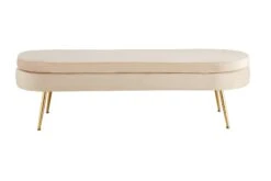 SalesFever Sitzpouf | Oval | Samt | B 142 X T 45 X H 41 Cm | Beige