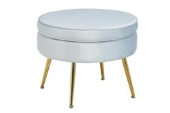 SalesFever Sitzpouf | Rund | Bezug Samt-Stoff Rose | Gestell Metall Goldfarben | B 52 X T 52 X H 41 Cm -SalesFever fc51a252 45e6 47db 8631 da7066d7a457 3